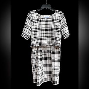 Motherhood Maternity Nursing Dress, Black and White Plaid, Size L